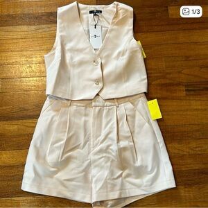 Elegant Cream Women's Vest and Shorts Set